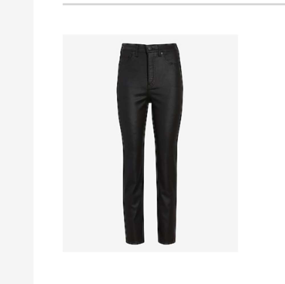 Super high waisted black coated pants
